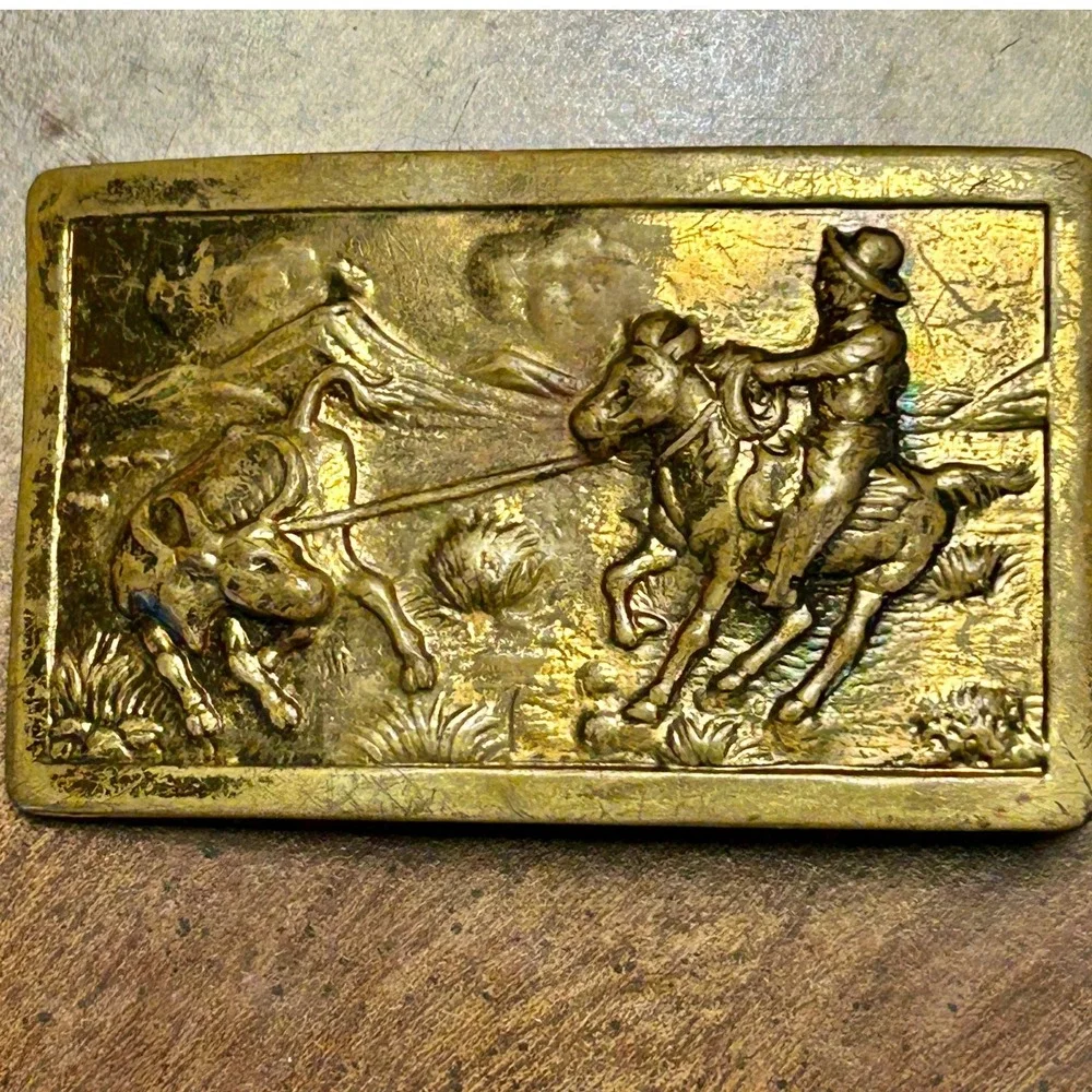 Vintage Bucking Bronco Brass Belt Buckle